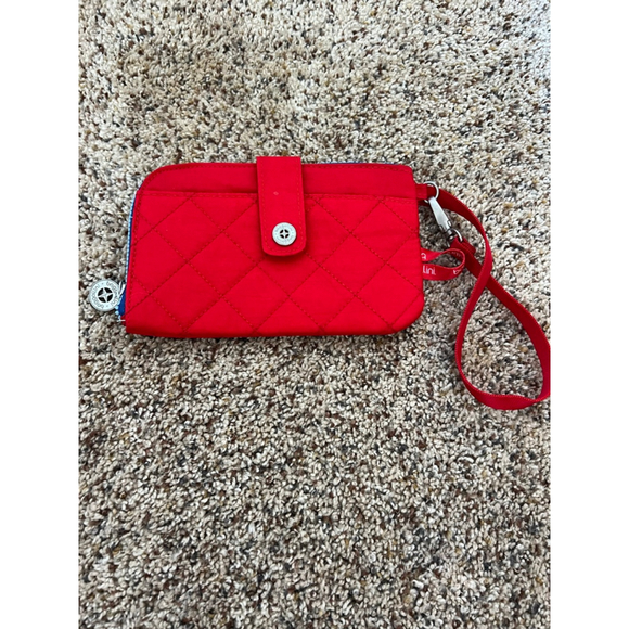 Women's Baggallini Red Quilted Wristlet Clutch One Size with Blue Interior - Picture 1 of 4